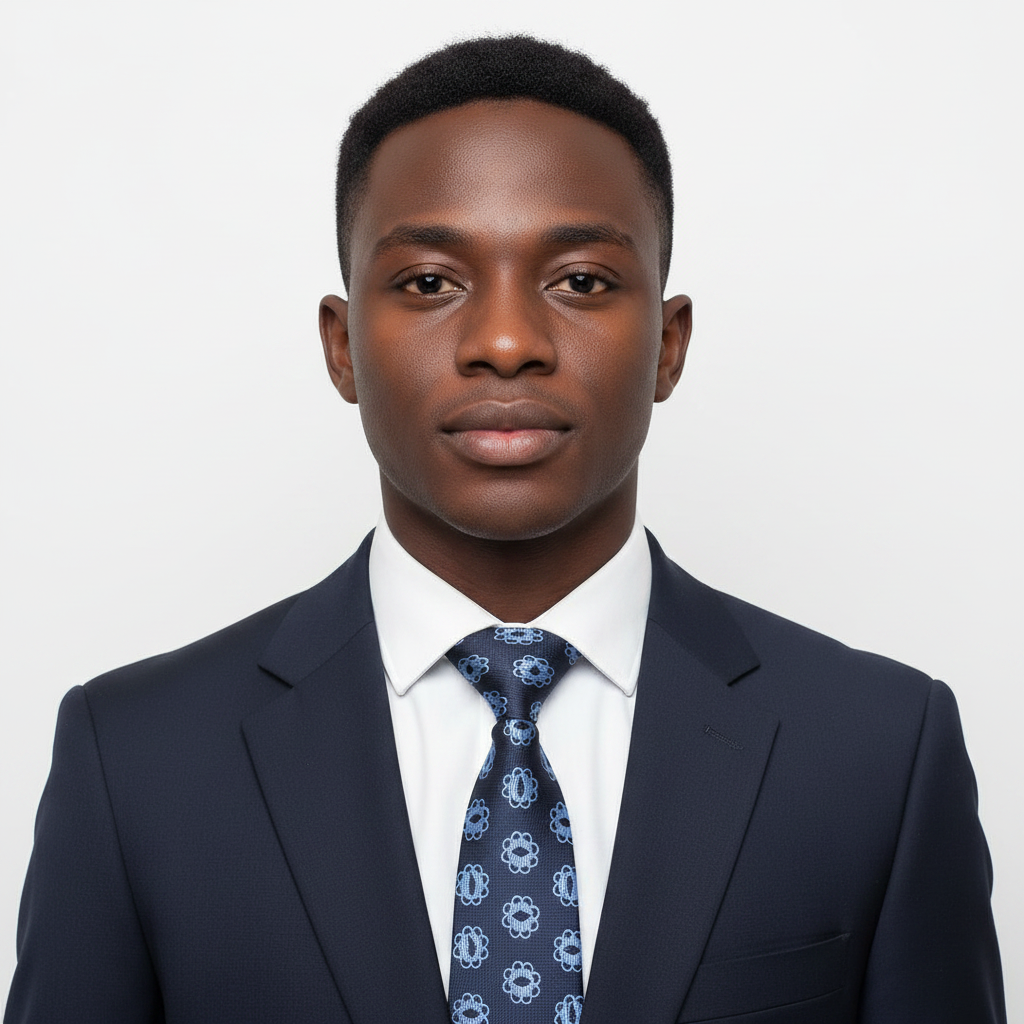 Navy Blue Floral Medallion Woven Necktie – Model Shot