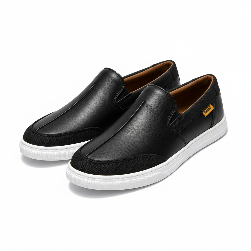 Black Smooth Leather Seam-Detail Slip-On Loafer - Ghost Mannequin
