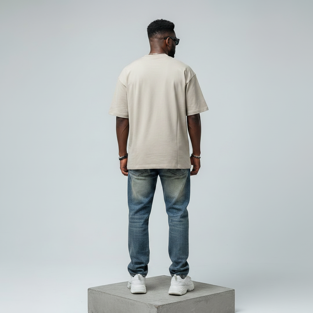 Sand Very Well Graffiti Oversized Tee - Male Model Back