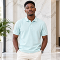 Ice Blue Classic Cotton Polo Shirt – Model Shot