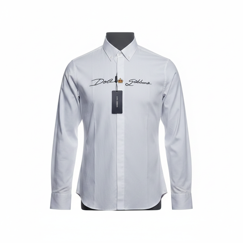 White Embroidered Long-Sleeved Shirt - Ghost Mannequin