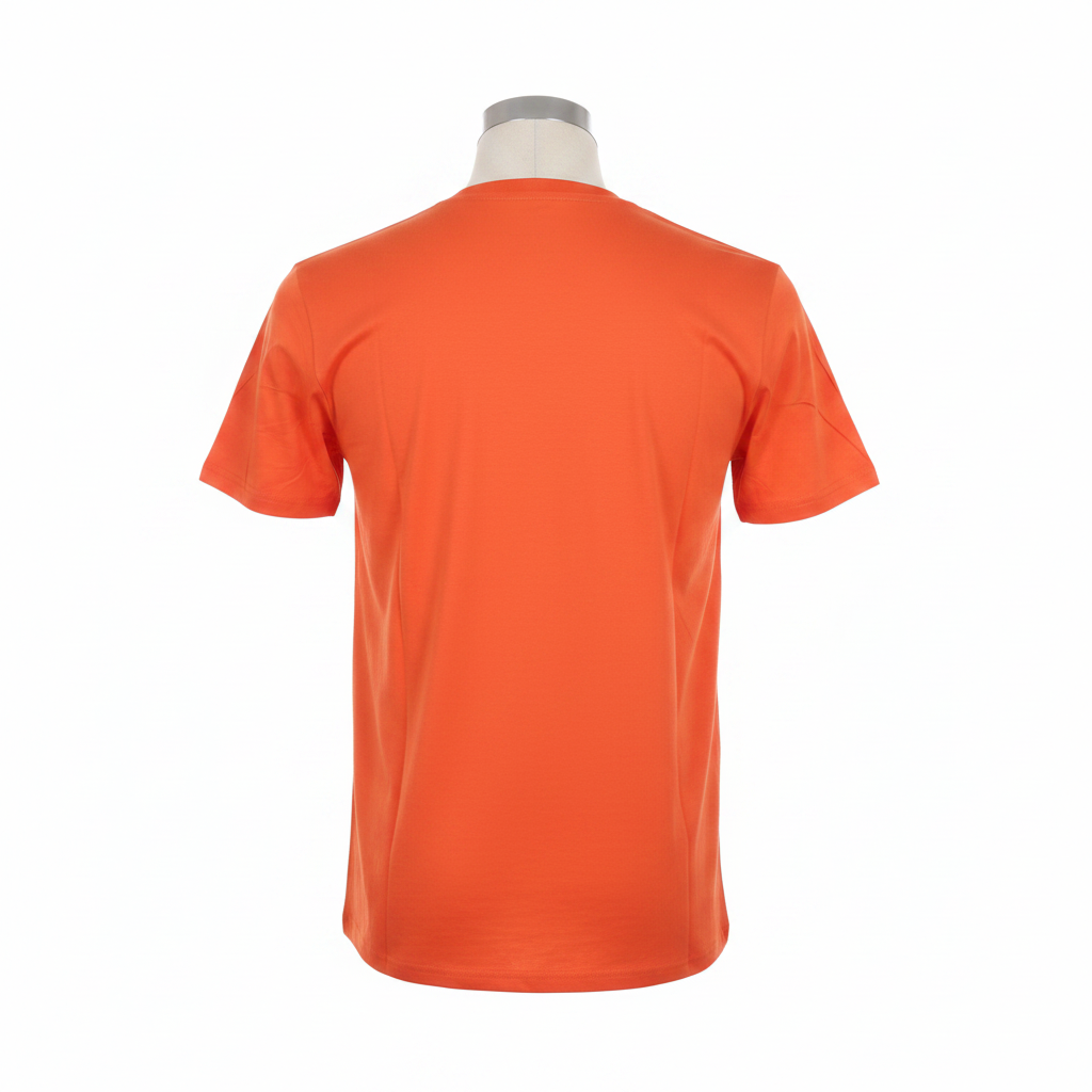 Ghost mannequin back view of orange T-shirt