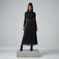 Black Glitter Dot Pleated Maxi Skirt - Model Shot