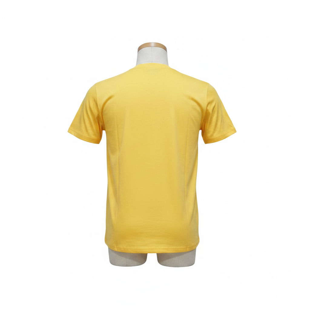 Ghost mannequin back view of yellow T-shirt