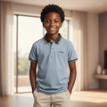 Contrast Collar Polo Shirt - Nigerian Child Model Front View