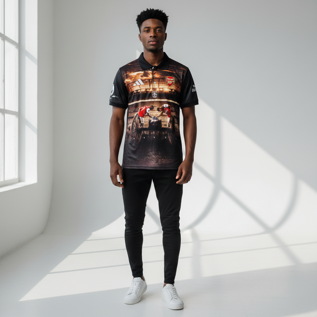Arsenal x Adidas Gunner Stadium Graphic Jersey – Model Shot