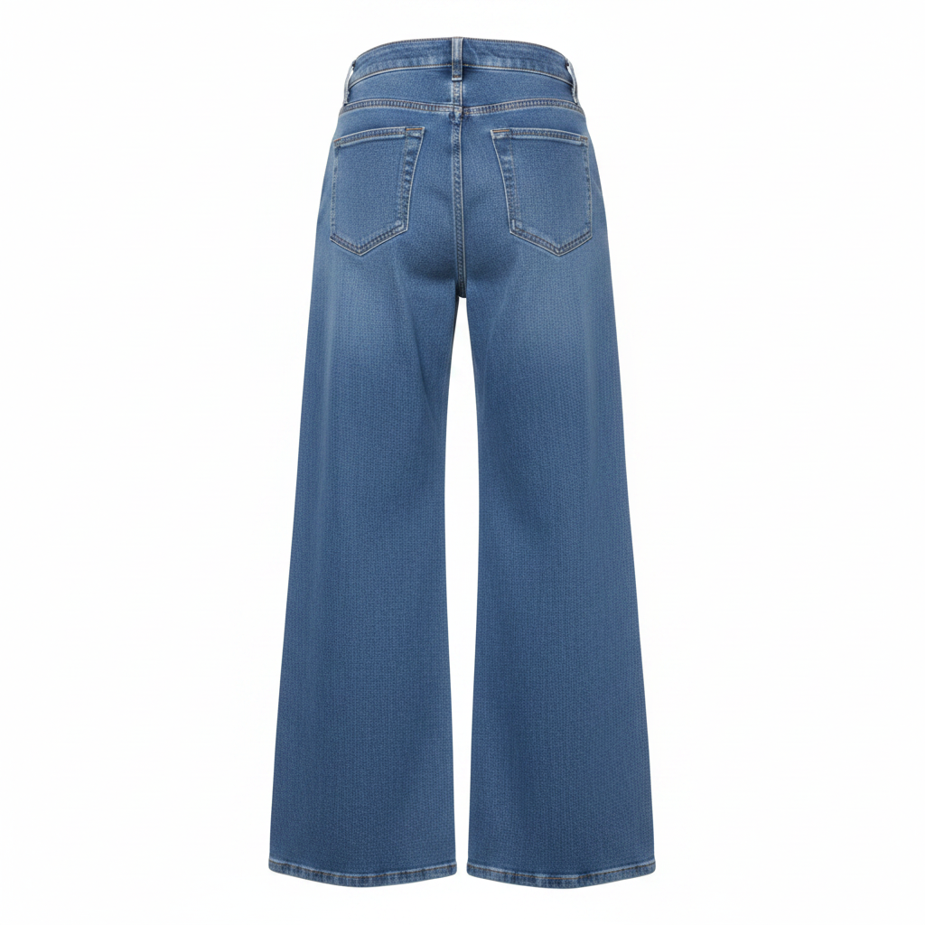 Blue Rhinestone Wide-Leg Trousers - Ghost Mannequin Back
