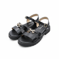 Women's black multi-strap platform sandal ghost mannequin pair view