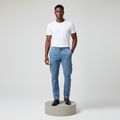 Steel Blue Cargo Trousers - Model Front View