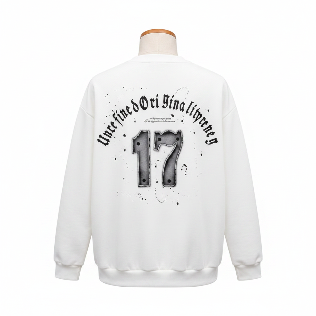 Ghost mannequin white Undefined Originality 17 graphic sweatshirt back view