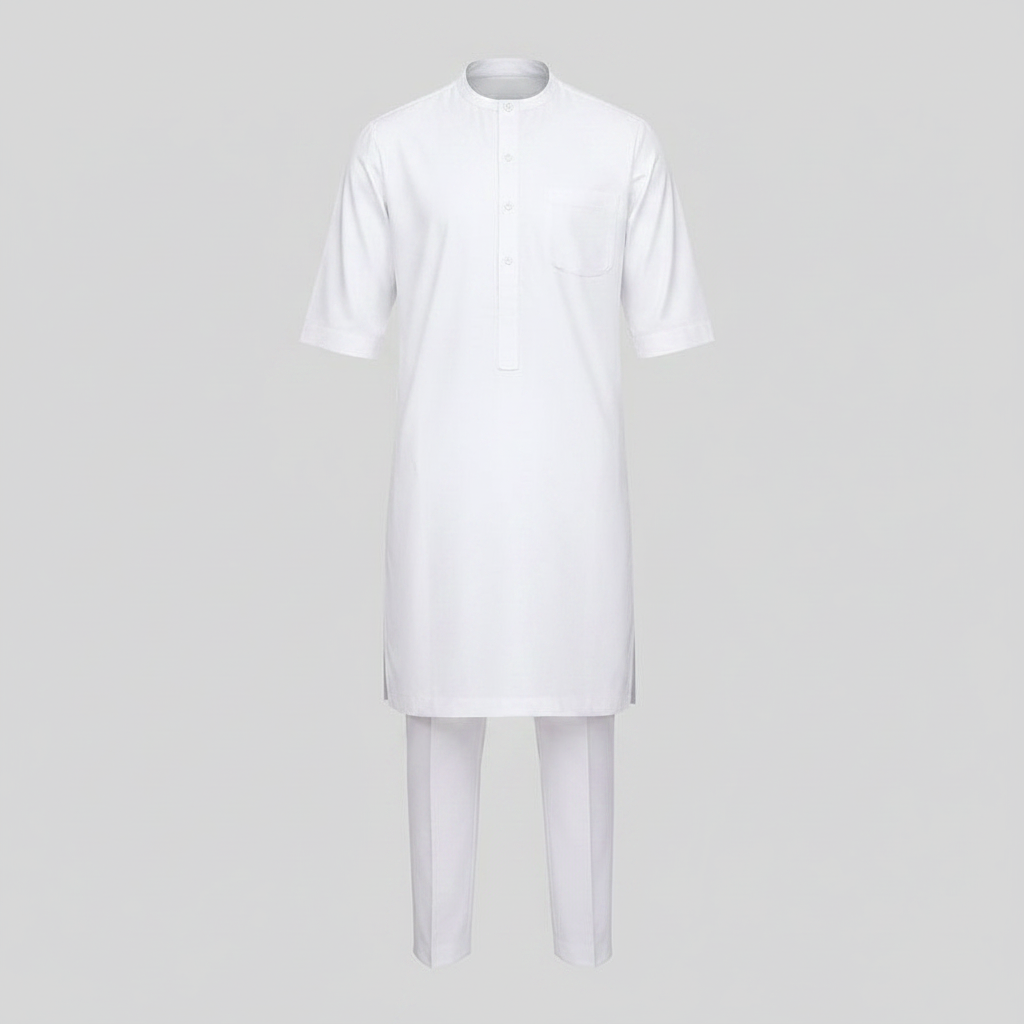 Chukmore White Senator Three-Quarter Sleeve Set - Ghost Mannequin