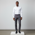 Burgundy Navy Mint Tartan Trousers – Front Model