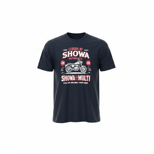 Navy Motorcycle Graphic Short-Sleeved Shirt - Ghost Mannequin Front