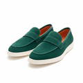 Emerald Green Suede Penny Loafer - Ghost Mannequin