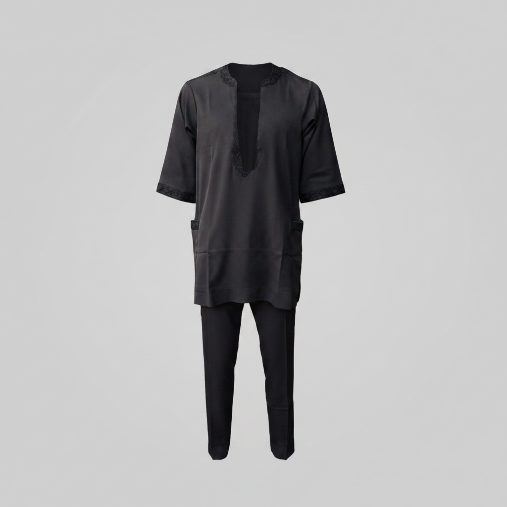 Chukmore Charcoal Senator Three-Quarter Sleeve Set - Ghost Mannequin