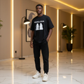 Black Sneaker Graphic Oversized Tee – Model Shot