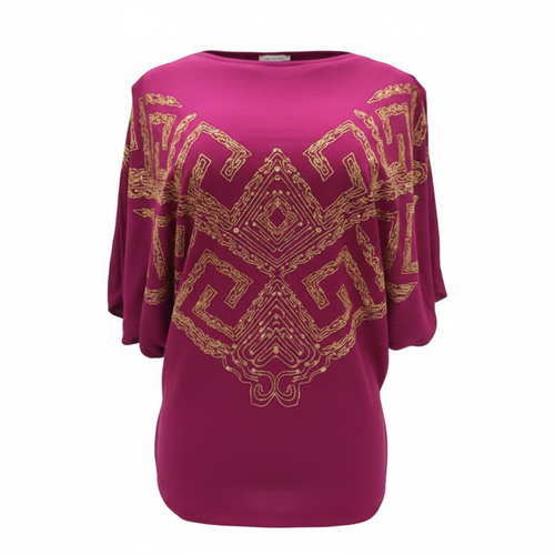 Women's Gold Embroidered Batwing Top – Ghost Mannequin Pink