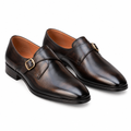 Dark Burnished Leather Single Monk Strap Dress Shoe - Ghost Mannequin