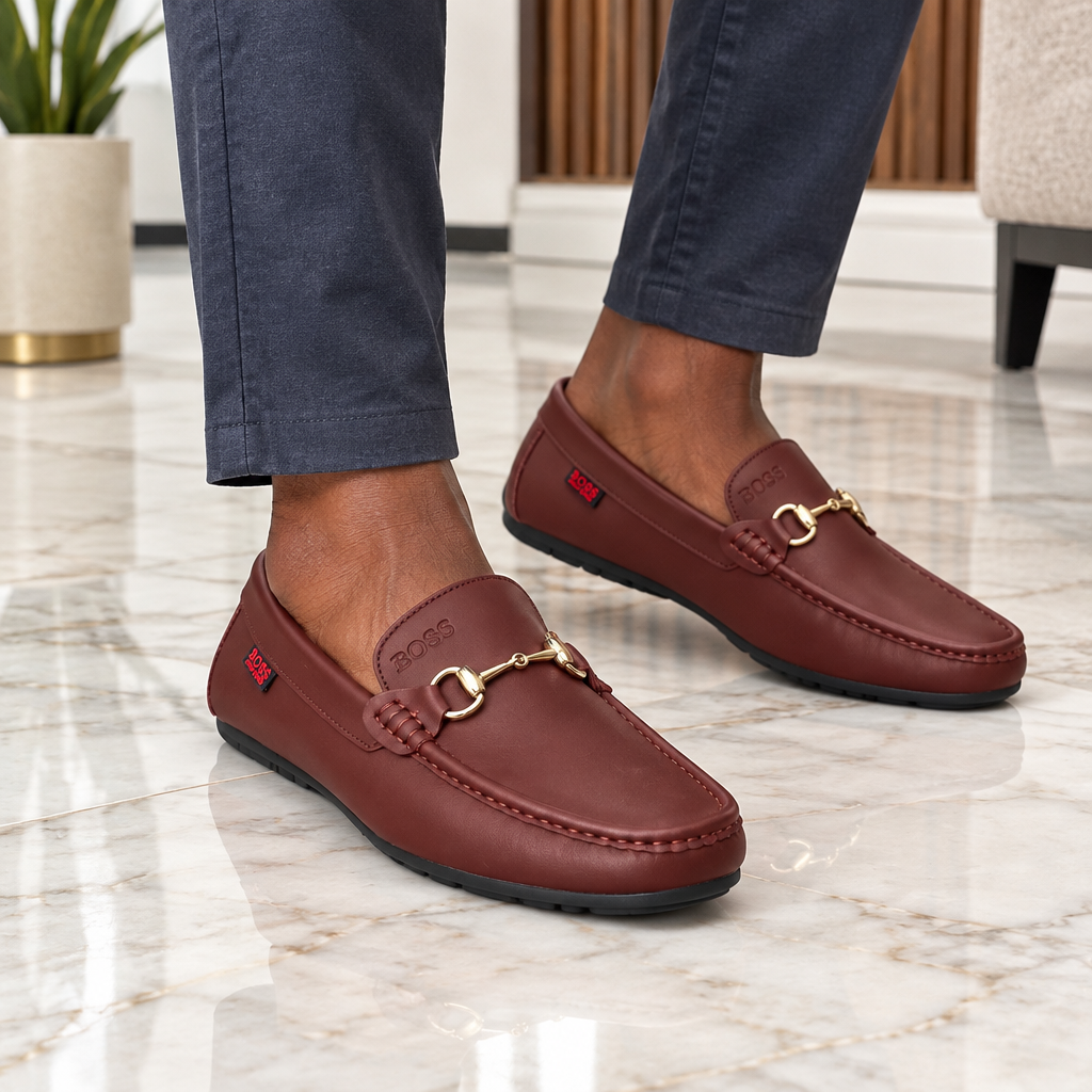 Burgundy Leather Horsebit Loafer – Model Shot