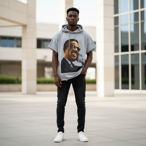 Richer Than NYX Graphic Hoodie Grey – Model Shot