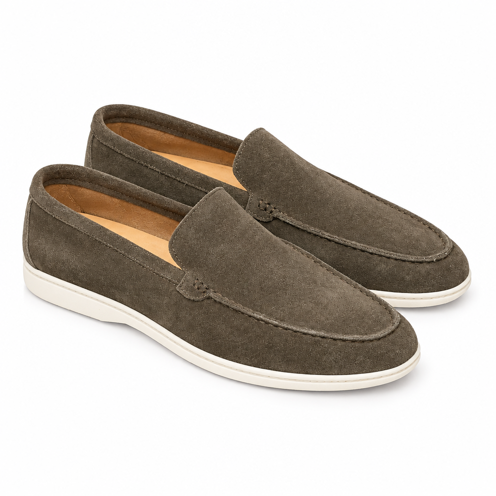 Summer Walk Suede Loafer – Olive, Ghost Mannequin