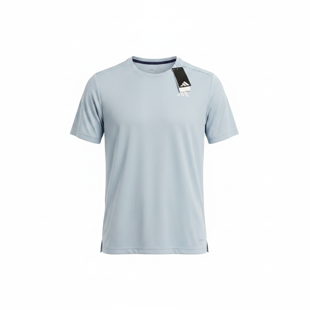 Ice Blue Navy Trim Athletic T-Shirt - Ghost Mannequin