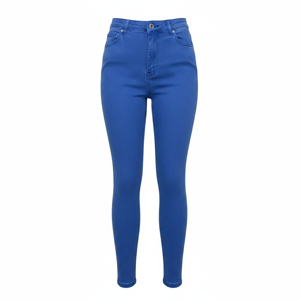 Royal Blue High-Waist Skinny Jeans – Ghost Mannequin Front