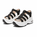 Women's black multi-strap velcro sport platform sandals ghost mannequin pair view