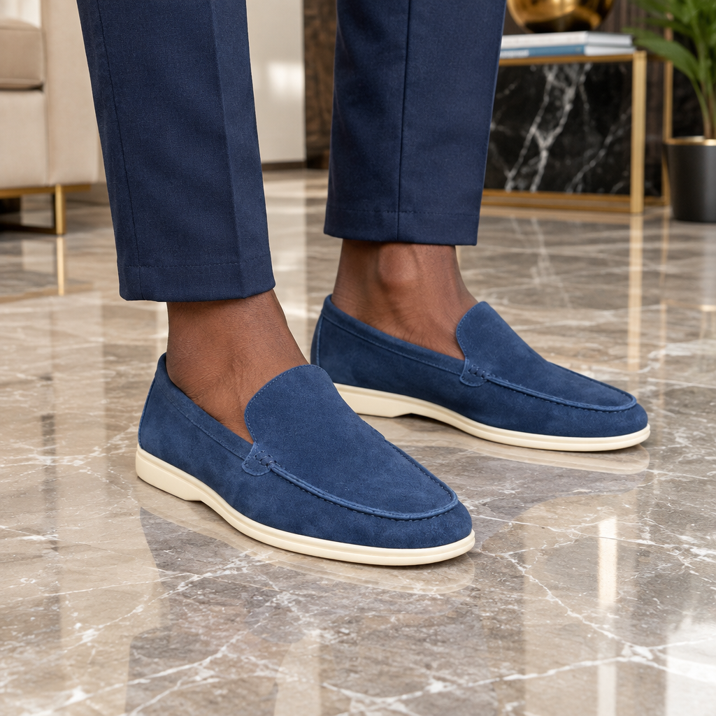 Summer Walk Suede Loafer – Navy, Model Shot