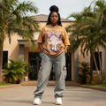 Women's Bleach Acid Wash Grunge Tee — Model Shot