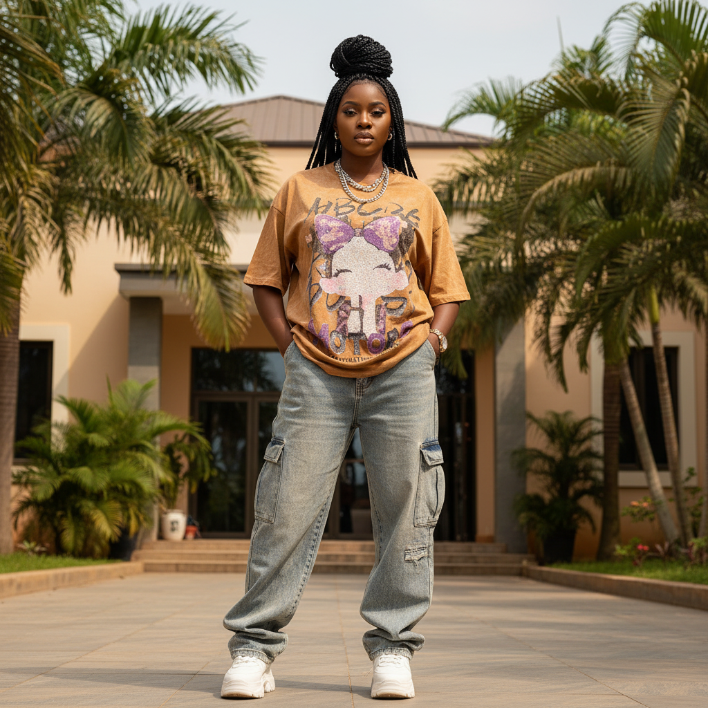 Women's Bleach Acid Wash Grunge Tee — Model Shot