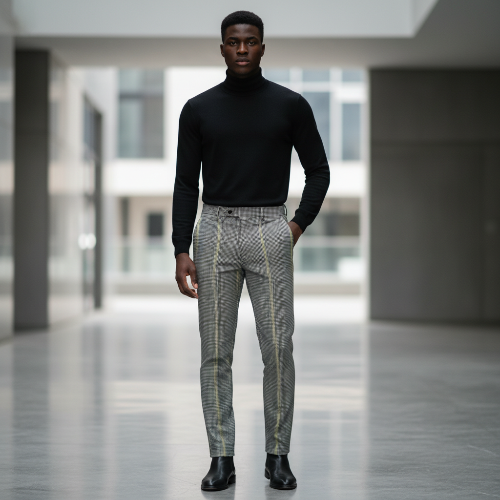 DKNY Houndstooth Check Trousers – Model Shot