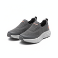 Men's charcoal grey mesh slip-on sneakers ghost mannequin front view