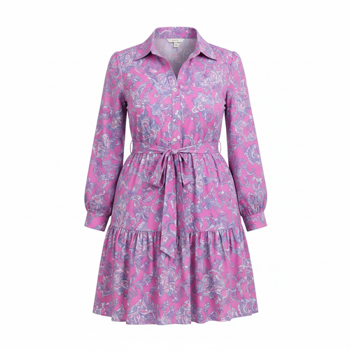 Lavender Bloom Shirt Dress – Floral Print – Ghost Mannequin