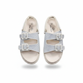 Women's white rhinestone double-strap platform sandal ghost mannequin pair view