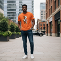 Men's Orange Bitter-Sweet Teddy Bear Graphic T-Shirt - Model Shot