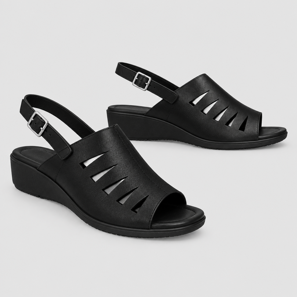 Black cutout slingback sandals product-only pair