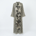 Grey botanical shimmer abaya catalogue image