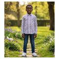 Boys Purple Floral Long Sleeve Shirt - Front View