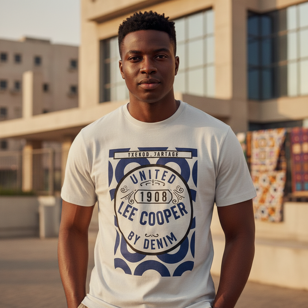 Heritage Graphic Tee front view on Nigerian male model