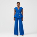 Royal Blue Peplum Blazer & Trouser Set - Front Model