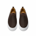 Timberland espresso brown nubuck slip-on loafer ghost mannequin product shot, plain white background