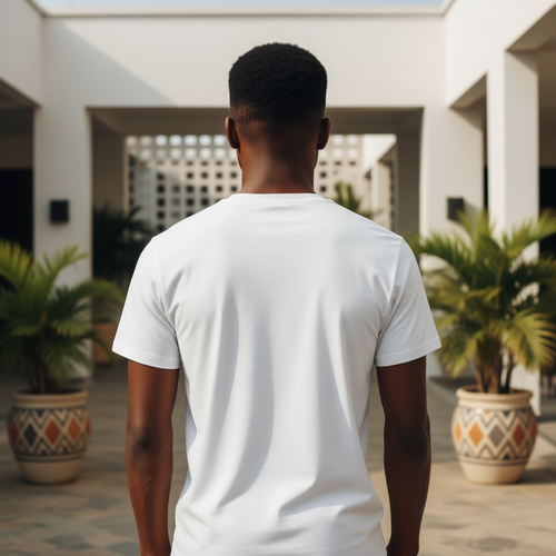 MOP Box Logo Tee White – Back Model View