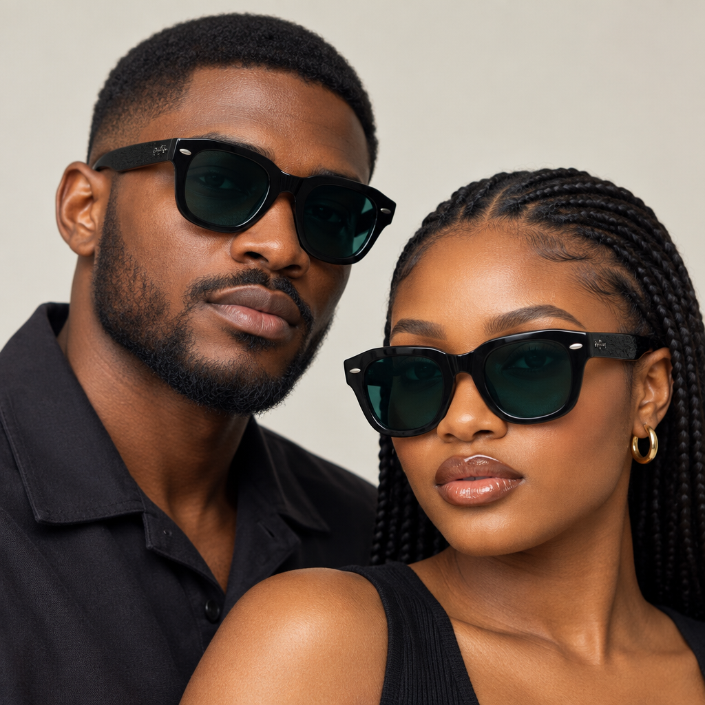 AI-generated unisex sunglasses lifestyle image