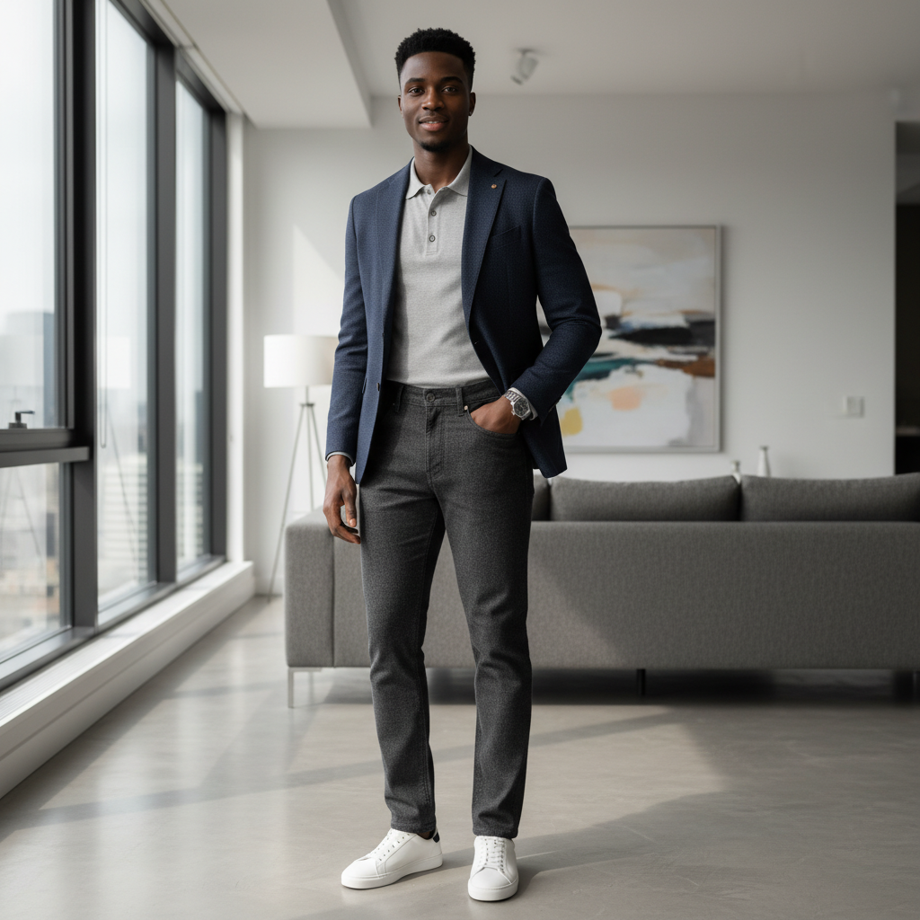 Men's Slim Trousers – Model Shot Charcoal