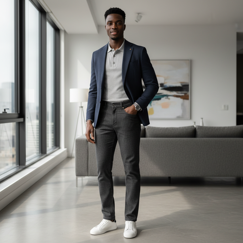 Men's Slim Trousers – Model Shot Charcoal