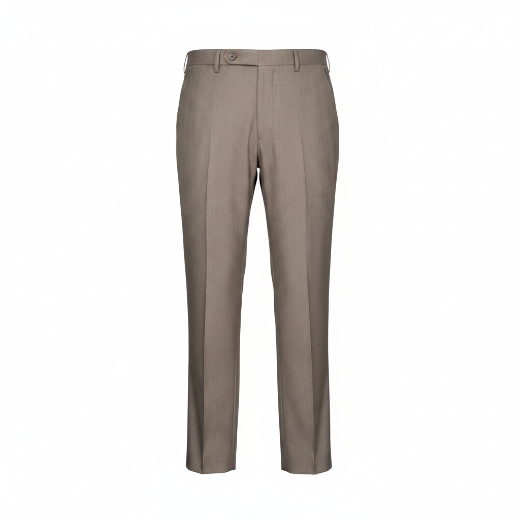 Khaki suit trousers — ghost mannequin view