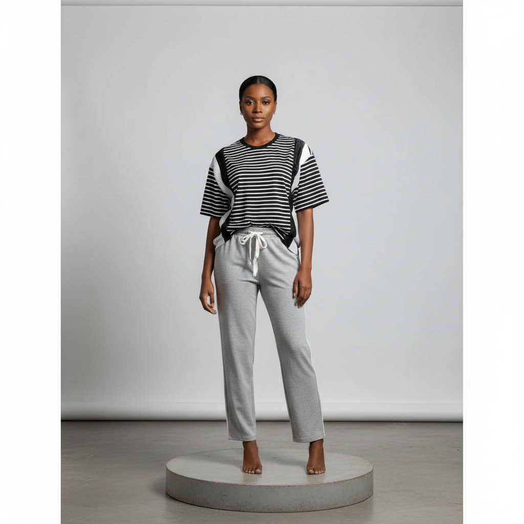 Grey Relaxed Fit Jogger Trousers - Model Front View