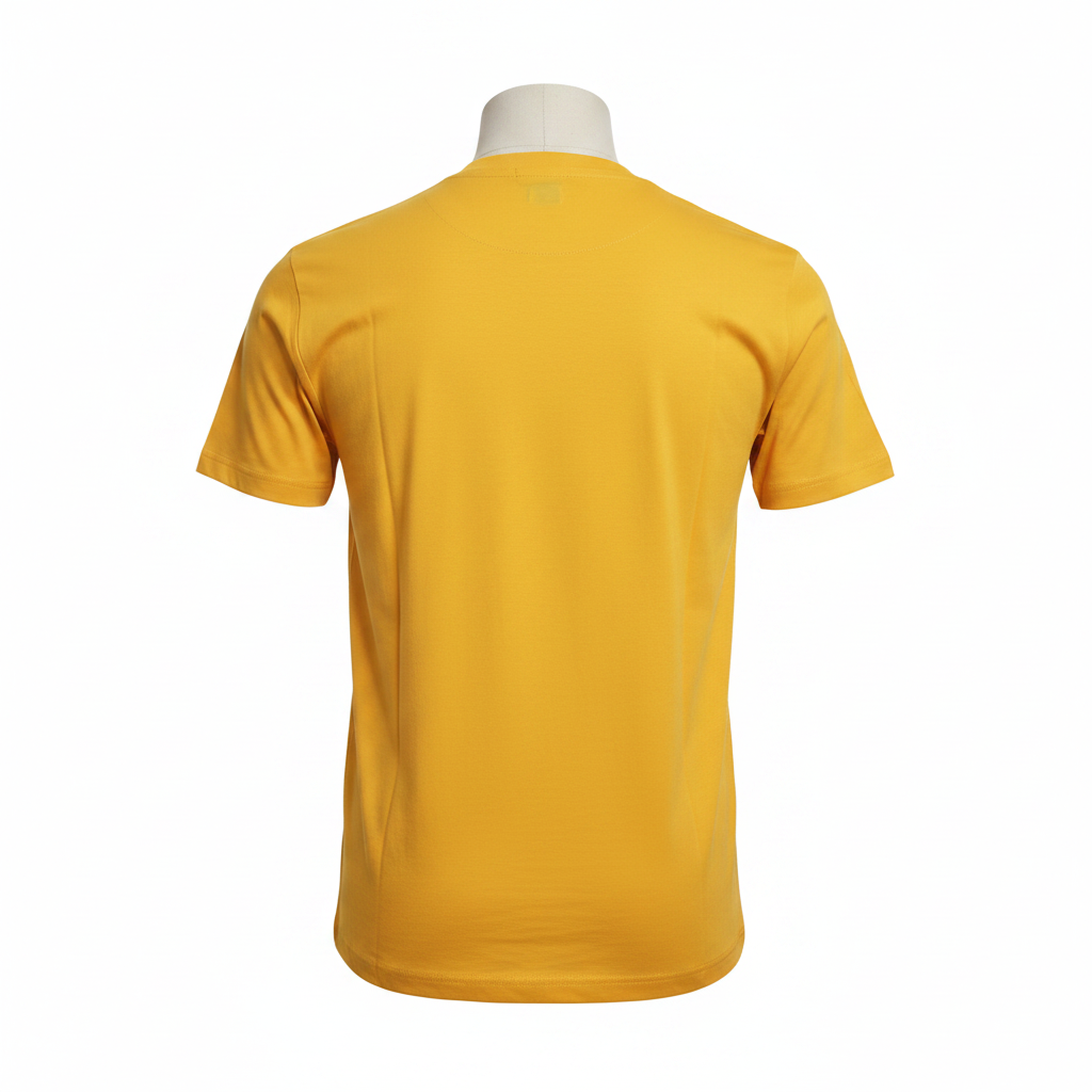 Ghost mannequin back view of yellow T-shirt