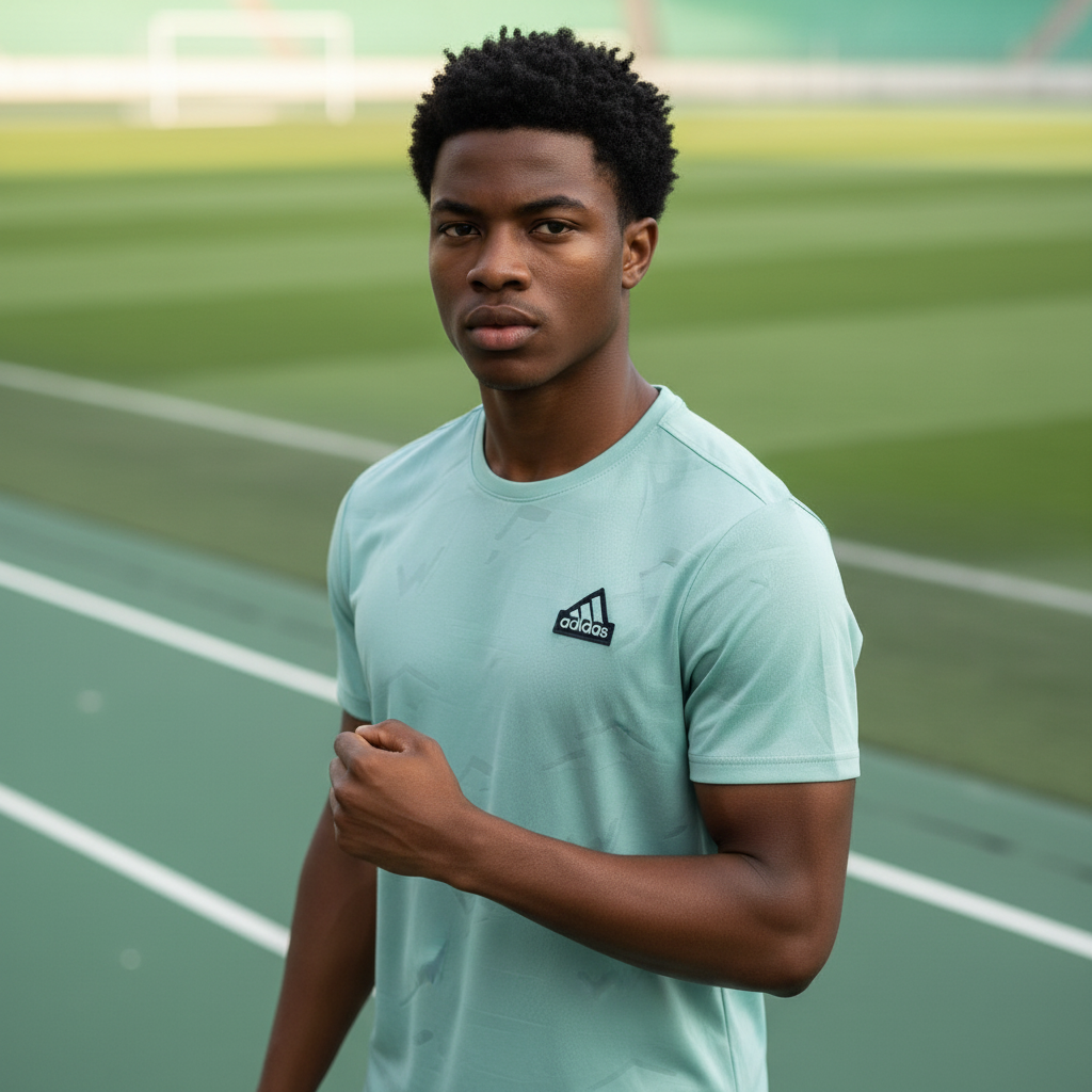 Men's Mint Green Sports Crew-Neck Performance T-Shirt – Nigerian Male Model Sports Setting